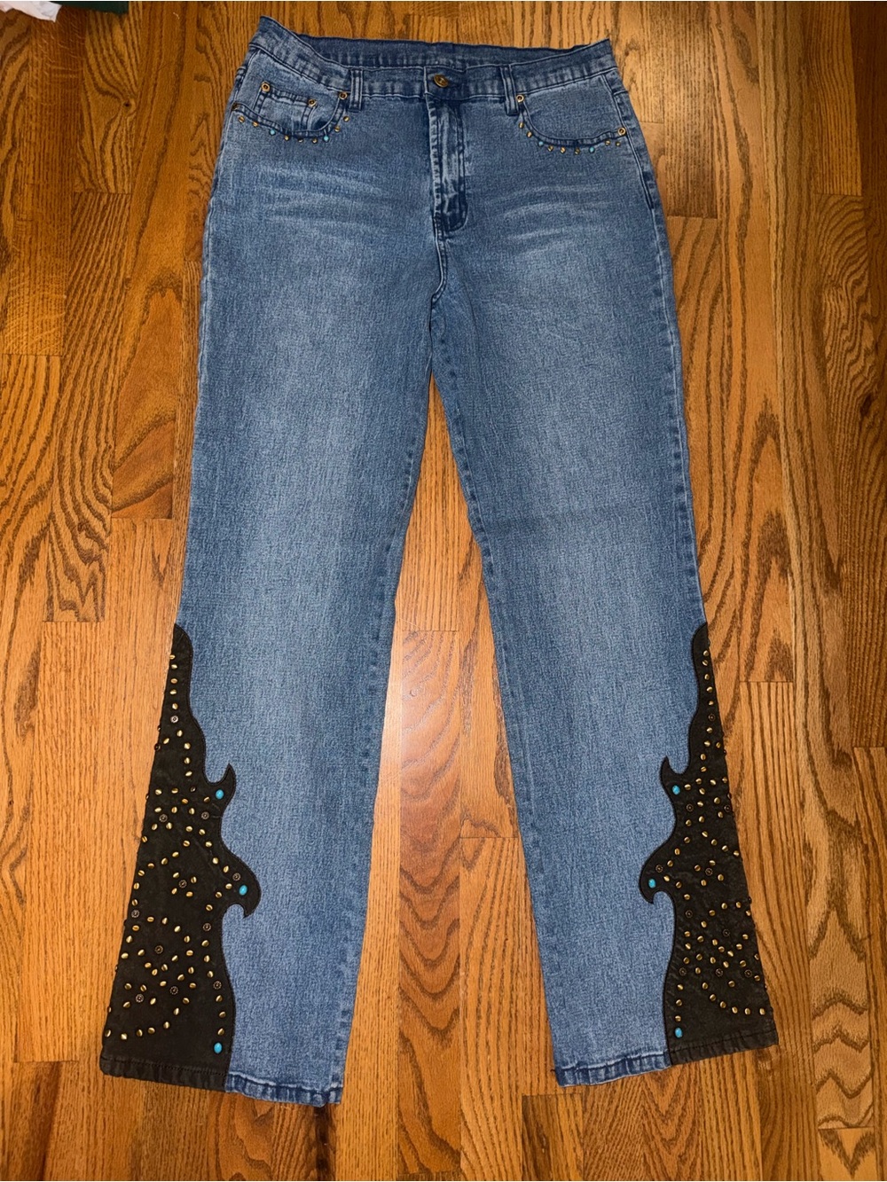 DG2 by Diane Gilman Jeans with western Studded Flare Panels Y2K